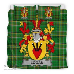 Irish Logan Coat of Arms Family Crest Ireland Bedding Set Irish National Tartan Irish County Bedding Set Duvet Covers