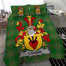 Irish Logan Coat of Arms Family Crest Ireland Bedding Set Irish National Tartan Irish County Bedding Set Duvet Covers