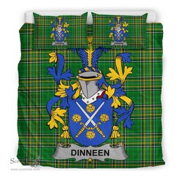 Irish Dinneen or O'Dinneen Coat of Arms Family Crest Ireland Bedding Set Irish National Tartan Irish County Bedding Set Duvet Covers