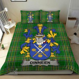 Irish Dinneen or O'Dinneen Coat of Arms Family Crest Ireland Bedding Set Irish National Tartan Irish County Bedding Set Duvet Covers