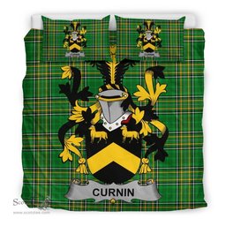 Irish Curnin or O'Curneen Coat of Arms Family Crest Ireland Bedding Set Irish National Tartan Irish County Bedding Set Duvet Covers
