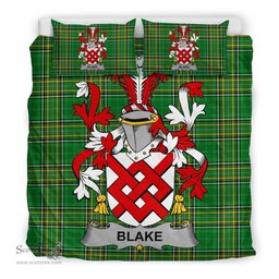 Irish Blake Coat of Arms Family Crest Ireland Bedding Set Irish National Tartan Irish County Bedding Set Duvet Covers