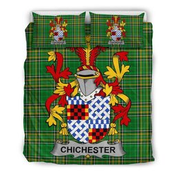 Irish Chichester Coat of Arms Family Crest Ireland Bedding Set Irish National Tartan Irish County Bedding Set Duvet Covers