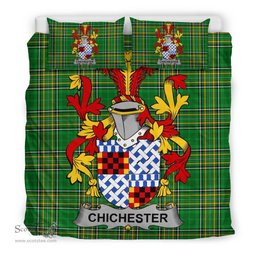 Irish Chichester Coat of Arms Family Crest Ireland Bedding Set Irish National Tartan Irish County Bedding Set Duvet Covers