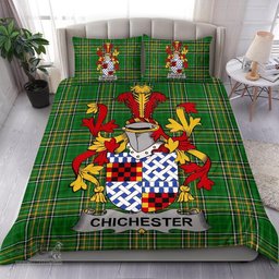 Irish Chichester Coat of Arms Family Crest Ireland Bedding Set Irish National Tartan Irish County Bedding Set Duvet Covers