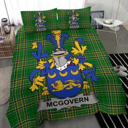 Irish McGovern or McGauran Coat of Arms Family Crest Ireland Bedding Set Irish National Tartan Irish County Bedding Set Duvet Covers
