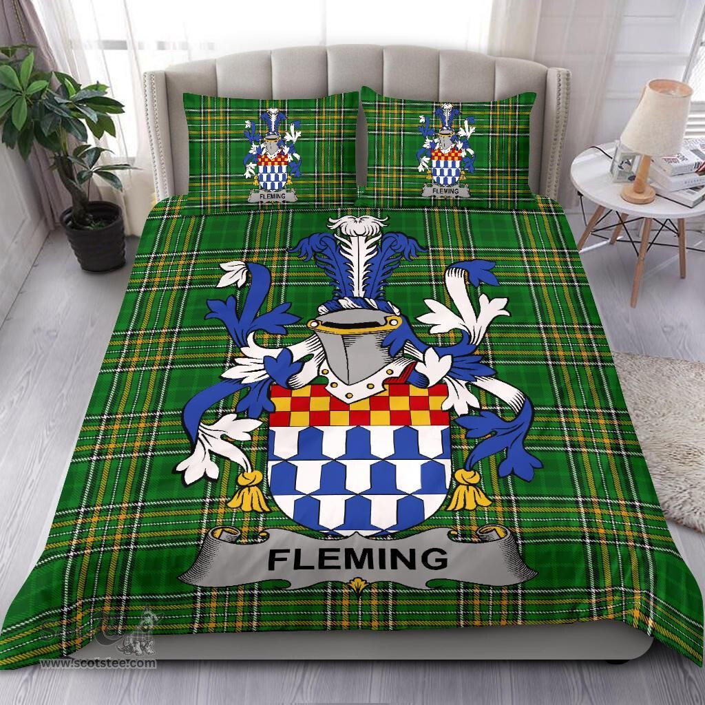 Irish Fleming Coat of Arms Family Crest Ireland Bedding Set Irish National Tartan Irish County Bedding Set Duvet Covers