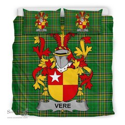 Irish Vere Coat of Arms Family Crest Ireland Bedding Set Irish National Tartan Irish County Bedding Set Duvet Covers