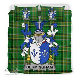 Irish Bermingham Coat of Arms Family Crest Ireland Bedding Set Irish National Tartan Irish County Bedding Set Duvet Covers