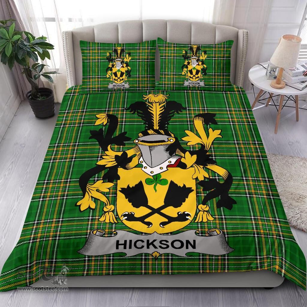 Irish Hickson Coat of Arms Family Crest Ireland Bedding Set Irish National Tartan Irish County Bedding Set Duvet Covers