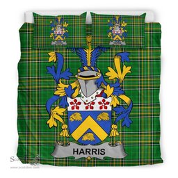 Irish Harris Coat of Arms Family Crest Ireland Bedding Set Irish National Tartan Irish County Bedding Set Duvet Covers