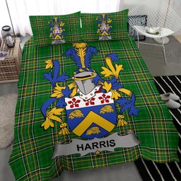 Irish Harris Coat of Arms Family Crest Ireland Bedding Set Irish National Tartan Irish County Bedding Set Duvet Covers