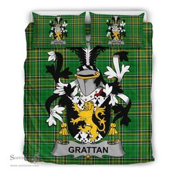 Irish Grattan or McGrattan Coat of Arms Family Crest Ireland Bedding Set Irish National Tartan Irish County Bedding Set Duvet Covers