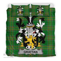 Irish Grattan or McGrattan Coat of Arms Family Crest Ireland Bedding Set Irish National Tartan Irish County Bedding Set Duvet Covers