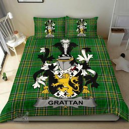 Irish Grattan or McGrattan Coat of Arms Family Crest Ireland Bedding Set Irish National Tartan Irish County Bedding Set Duvet Covers