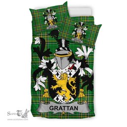 Irish Grattan or McGrattan Coat of Arms Family Crest Ireland Bedding Set Irish National Tartan Irish County Bedding Set Duvet Covers