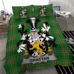 Irish Grattan or McGrattan Coat of Arms Family Crest Ireland Bedding Set Irish National Tartan Irish County Bedding Set Duvet Covers