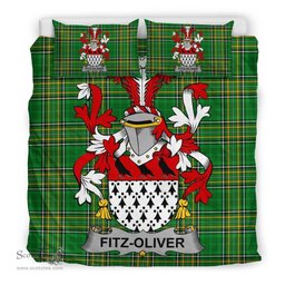 Irish Fitz-Oliver Coat of Arms Family Crest Ireland Bedding Set Irish National Tartan Irish County Bedding Set Duvet Covers