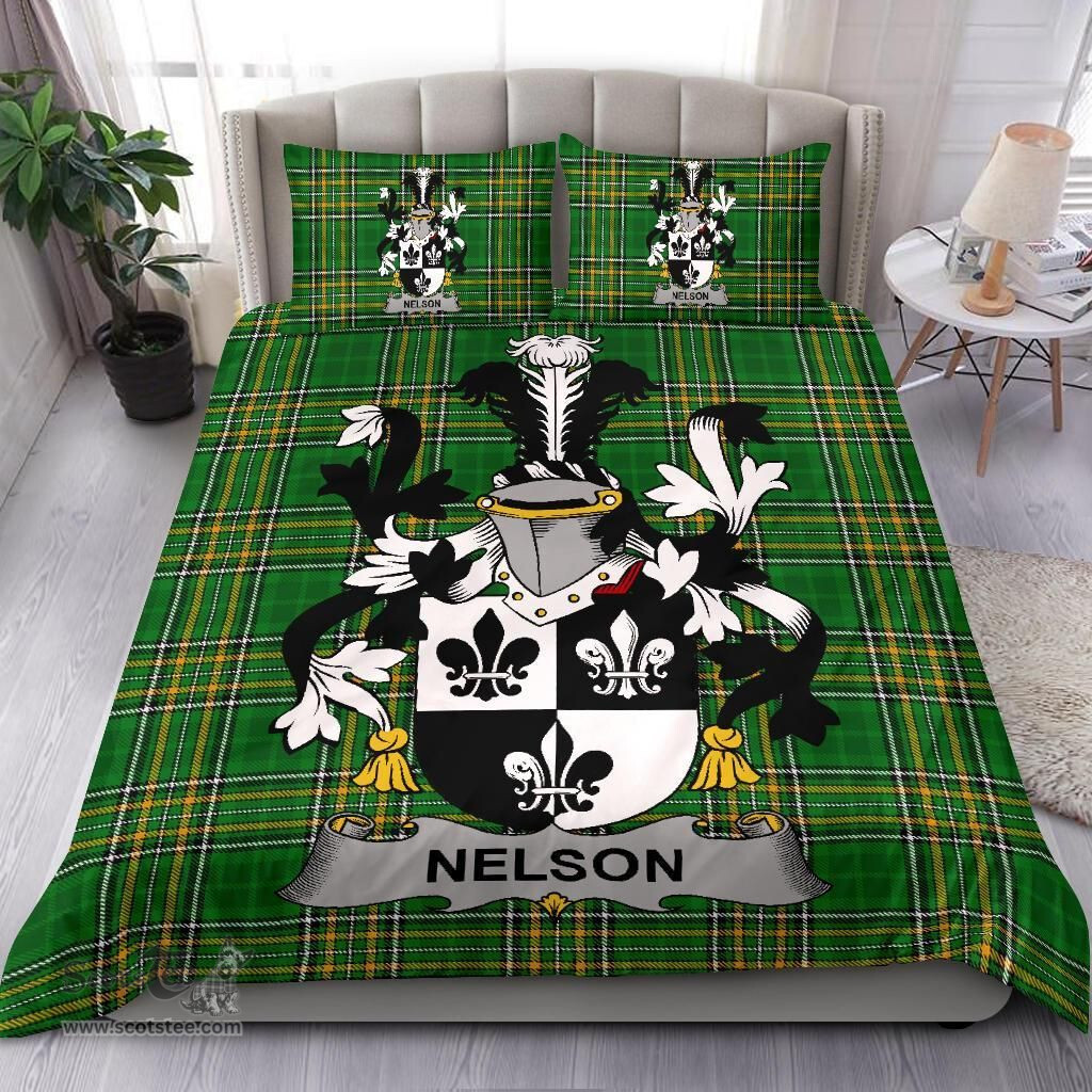 Irish Nelson or Nealson Coat of Arms Family Crest Ireland Bedding Set Irish National Tartan Irish County Bedding Set Duvet Covers