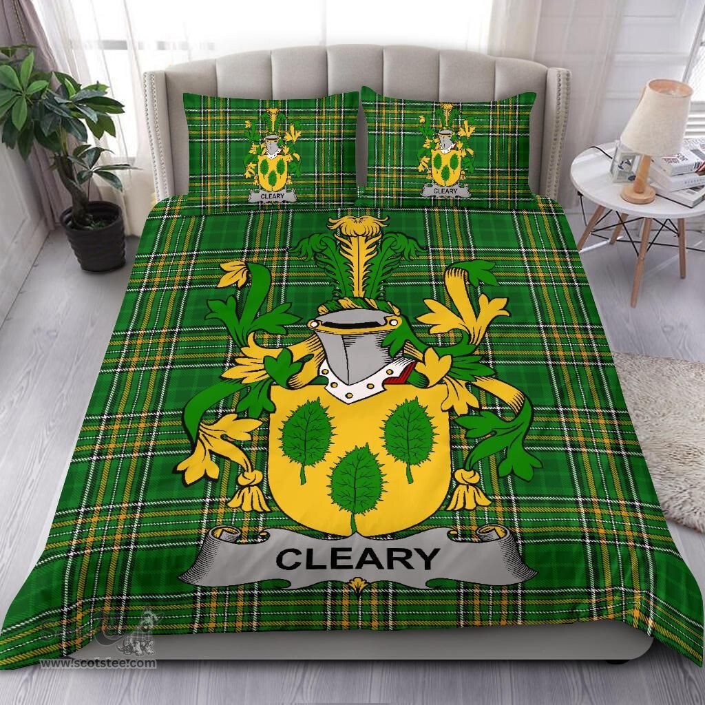 Irish Cleary or O'Clery Coat of Arms Family Crest Ireland Bedding Set Irish National Tartan Irish County Bedding Set Duvet Covers
