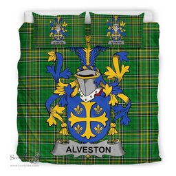 Irish Alveston Coat of Arms Family Crest Ireland Bedding Set Irish National Tartan Irish County Bedding Set Duvet Covers