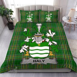 Irish Haly Coat of Arms Family Crest Ireland Bedding Set Irish National Tartan Irish County Bedding Set Duvet Covers