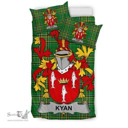 Irish Kyan or O'Kyan Coat of Arms Family Crest Ireland Bedding Set Irish National Tartan Irish County Bedding Set Duvet Covers