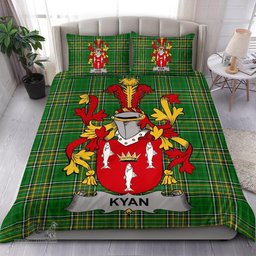 Irish Kyan or O'Kyan Coat of Arms Family Crest Ireland Bedding Set Irish National Tartan Irish County Bedding Set Duvet Covers