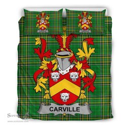 Irish Carville or McCarville Coat of Arms Family Crest Ireland Bedding Set Irish National Tartan Irish County Bedding Set Duvet Covers