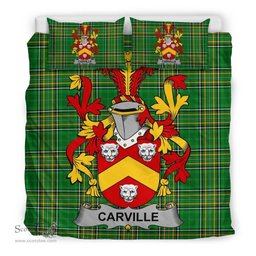 Irish Carville or McCarville Coat of Arms Family Crest Ireland Bedding Set Irish National Tartan Irish County Bedding Set Duvet Covers