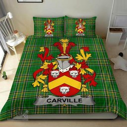 Irish Carville or McCarville Coat of Arms Family Crest Ireland Bedding Set Irish National Tartan Irish County Bedding Set Duvet Covers