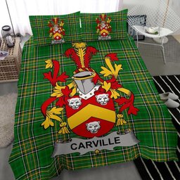 Irish Carville or McCarville Coat of Arms Family Crest Ireland Bedding Set Irish National Tartan Irish County Bedding Set Duvet Covers