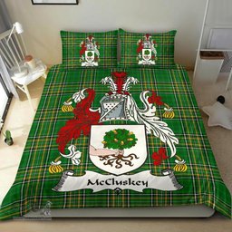 Irish McCluskey Coat of Arms Family Crest Ireland Bedding Set Irish National Tartan Irish County Bedding Set Duvet Covers