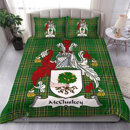 Irish McCluskey Coat of Arms Family Crest Ireland Bedding Set Irish National Tartan Irish County Bedding Set Duvet Covers