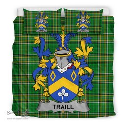 Irish Traill or Trayle Coat of Arms Family Crest Ireland Bedding Set Irish National Tartan Irish County Bedding Set Duvet Covers