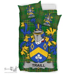 Irish Traill or Trayle Coat of Arms Family Crest Ireland Bedding Set Irish National Tartan Irish County Bedding Set Duvet Covers