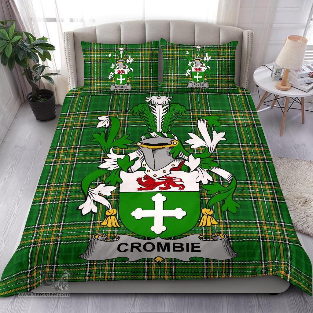 Irish Crombie Coat of Arms Family Crest Ireland Bedding Set Irish National Tartan Irish County Bedding Set Duvet Covers