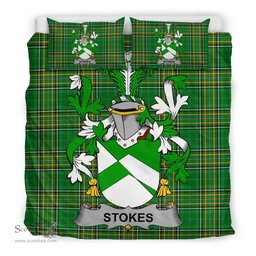 Irish Stokes Coat of Arms Family Crest Ireland Bedding Set Irish National Tartan Irish County Bedding Set Duvet Covers