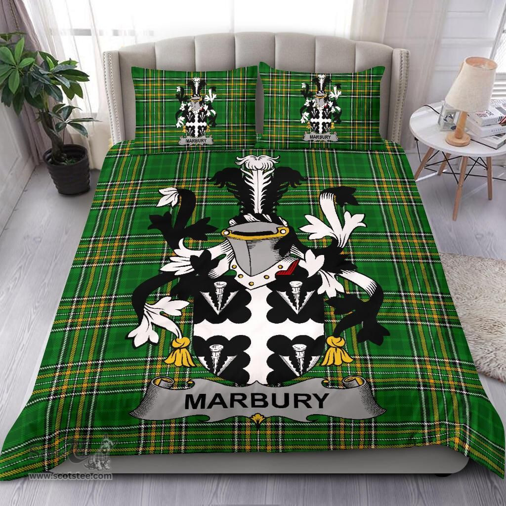 Irish Marbury or Maybery Coat of Arms Family Crest Ireland Bedding Set Irish National Tartan Irish County Bedding Set Duvet Covers