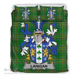Irish Lanigan or O'Lenigan Coat of Arms Family Crest Ireland Bedding Set Irish National Tartan Irish County Bedding Set Duvet Covers