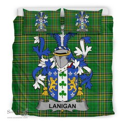 Irish Lanigan or O'Lenigan Coat of Arms Family Crest Ireland Bedding Set Irish National Tartan Irish County Bedding Set Duvet Covers