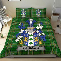 Irish Lanigan or O'Lenigan Coat of Arms Family Crest Ireland Bedding Set Irish National Tartan Irish County Bedding Set Duvet Covers