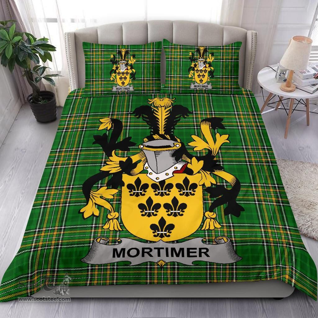 Irish Mortimer Coat of Arms Family Crest Ireland Bedding Set Irish National Tartan Irish County Bedding Set Duvet Covers