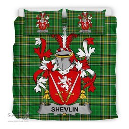 Irish Shevlin Coat of Arms Family Crest Ireland Bedding Set Irish National Tartan Irish County Bedding Set Duvet Covers