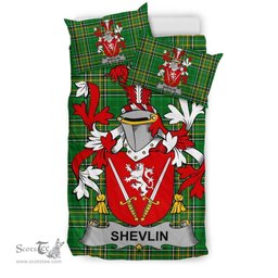 Irish Shevlin Coat of Arms Family Crest Ireland Bedding Set Irish National Tartan Irish County Bedding Set Duvet Covers