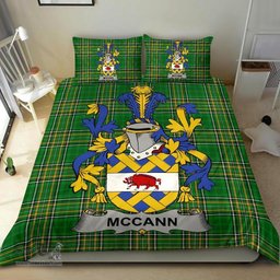Irish McCann Coat of Arms Family Crest Ireland Bedding Set Irish National Tartan Irish County Bedding Set Duvet Covers