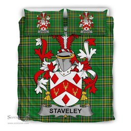 Irish Staveley Coat of Arms Family Crest Ireland Bedding Set Irish National Tartan Irish County Bedding Set Duvet Covers