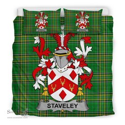 Irish Staveley Coat of Arms Family Crest Ireland Bedding Set Irish National Tartan Irish County Bedding Set Duvet Covers