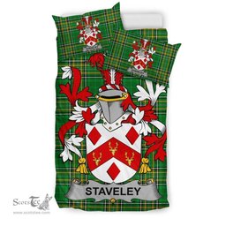 Irish Staveley Coat of Arms Family Crest Ireland Bedding Set Irish National Tartan Irish County Bedding Set Duvet Covers