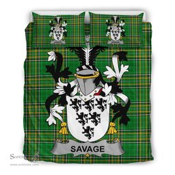 Irish Savage Coat of Arms Family Crest Ireland Bedding Set Irish National Tartan Irish County Bedding Set Duvet Covers